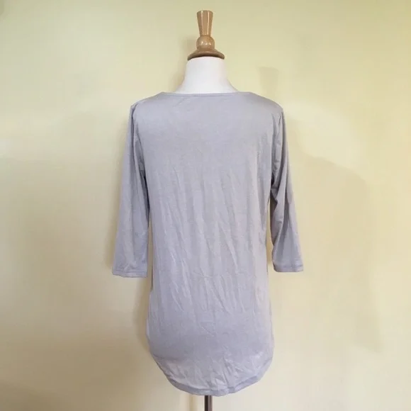 Strappy Cross Front High Low Super Soft 3/4 Sleeve Knit Top - Picture 6 of 8